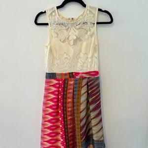 Anthropologie Weston Silk Print Dress Lace size 0